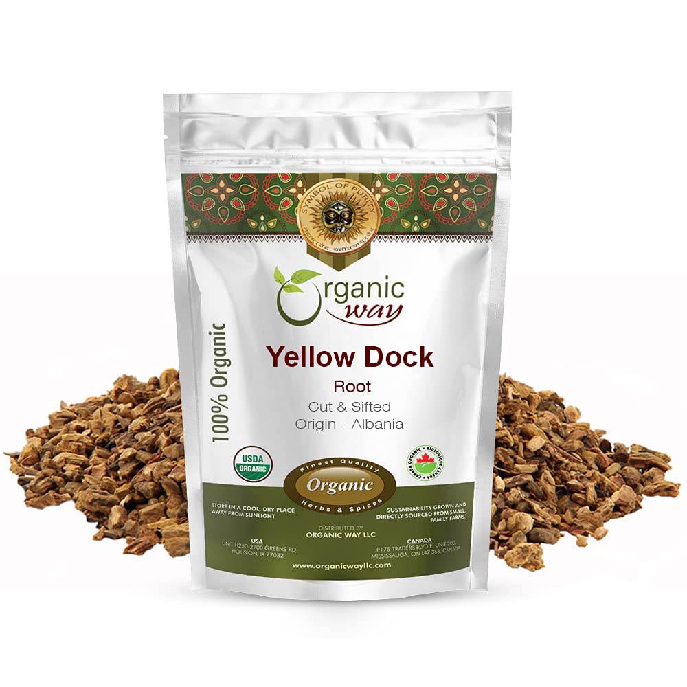 Organic Way Yellow Dock Root Cut & Sifted, Organic & Kosher Certified, 8 Ounce, Vegan, Non-GMO, Gluten-Free, Origin - Albania