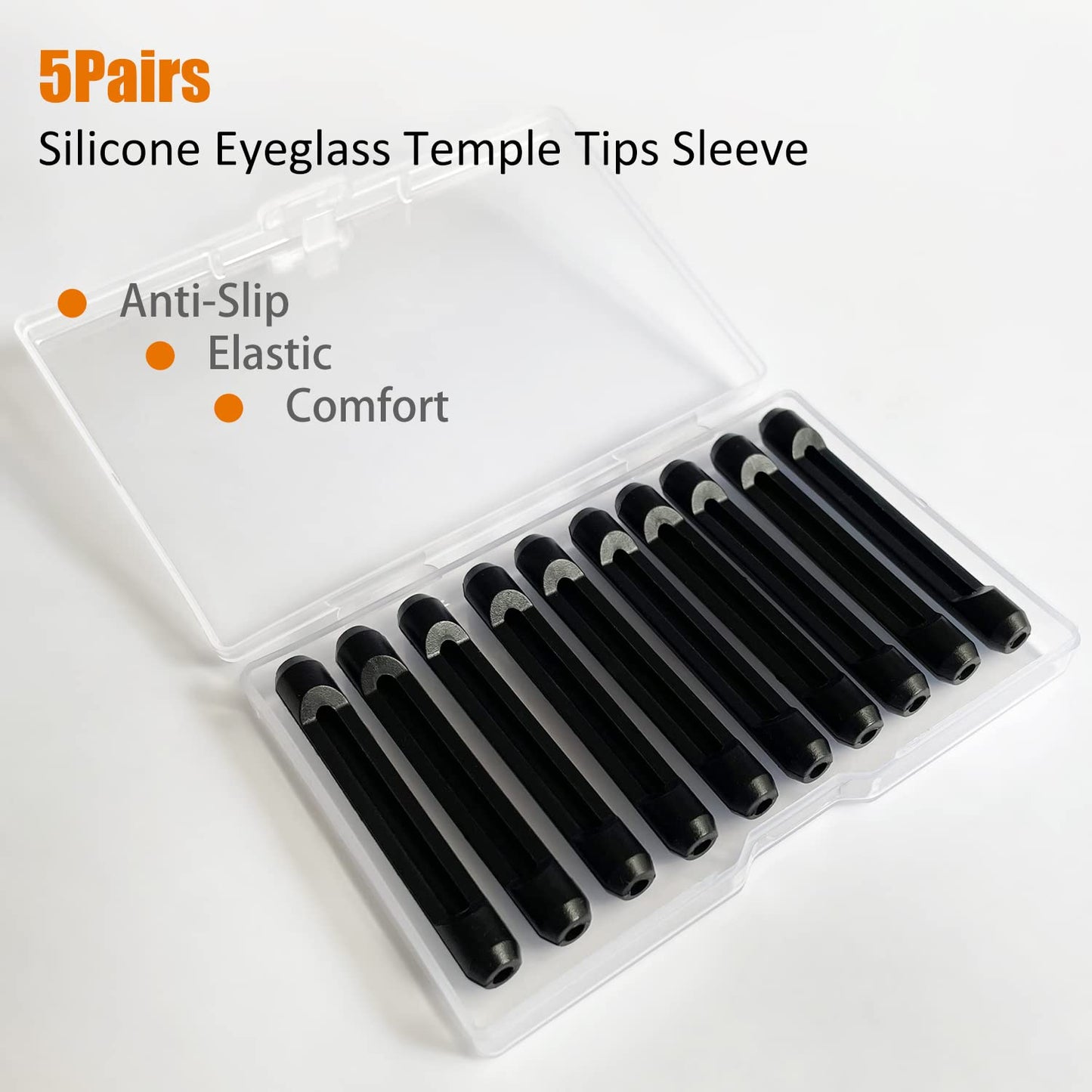 Ptslkhn Silicone Eyeglass Ear Cushions, 5Pairs Of Glasses Ear Grip, Anti-Slip Elastic Comfort Eyeglasses Temple Tips Sleeve Reta