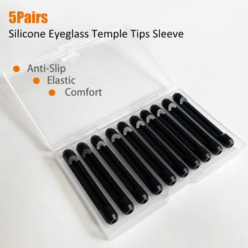 Ptslkhn Silicone Eyeglass Ear Cushions, 5Pairs Of Glasses Ear Grip, Anti-Slip Elastic Comfort Eyeglasses Temple Tips Sleeve Reta