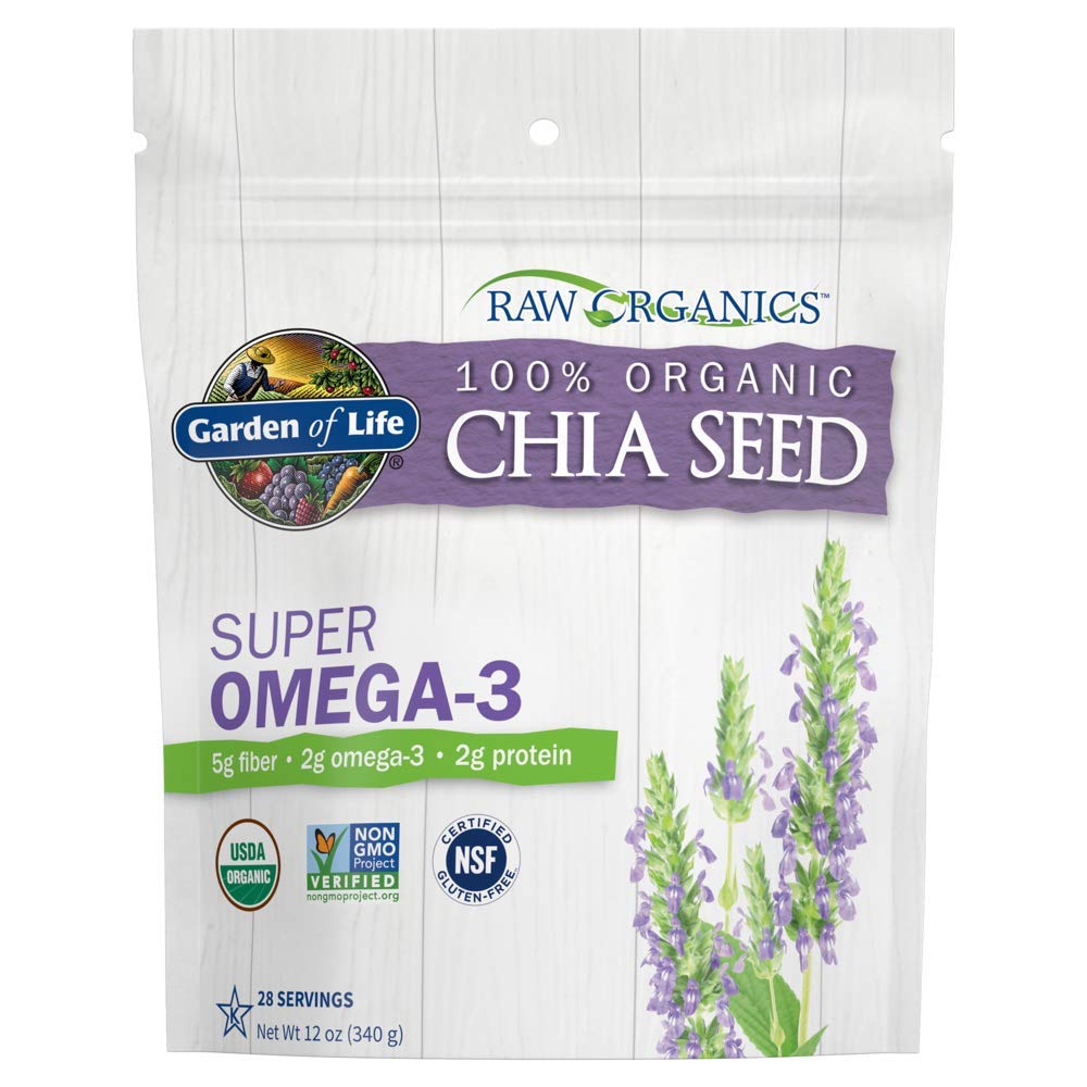 Chia Seeds 100% Organic for Smoothies, Pudding - Raw Organics Whole Seed Foods with Omega 3 Superfood, Fiber, Keto Friendly, Non