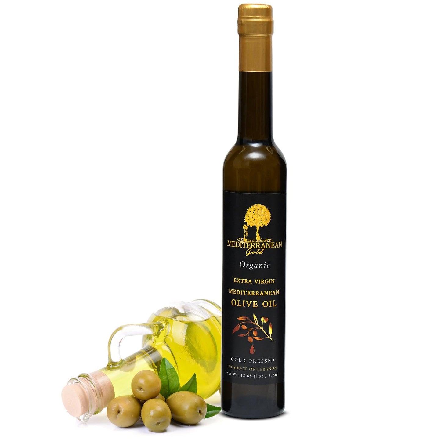 Mediterranean Gold Organic Olive Oil Extra Virgin - First 100% Nature-Made Cold Pressed, Unfiltered & Hand-Harvested, Ensure Hig