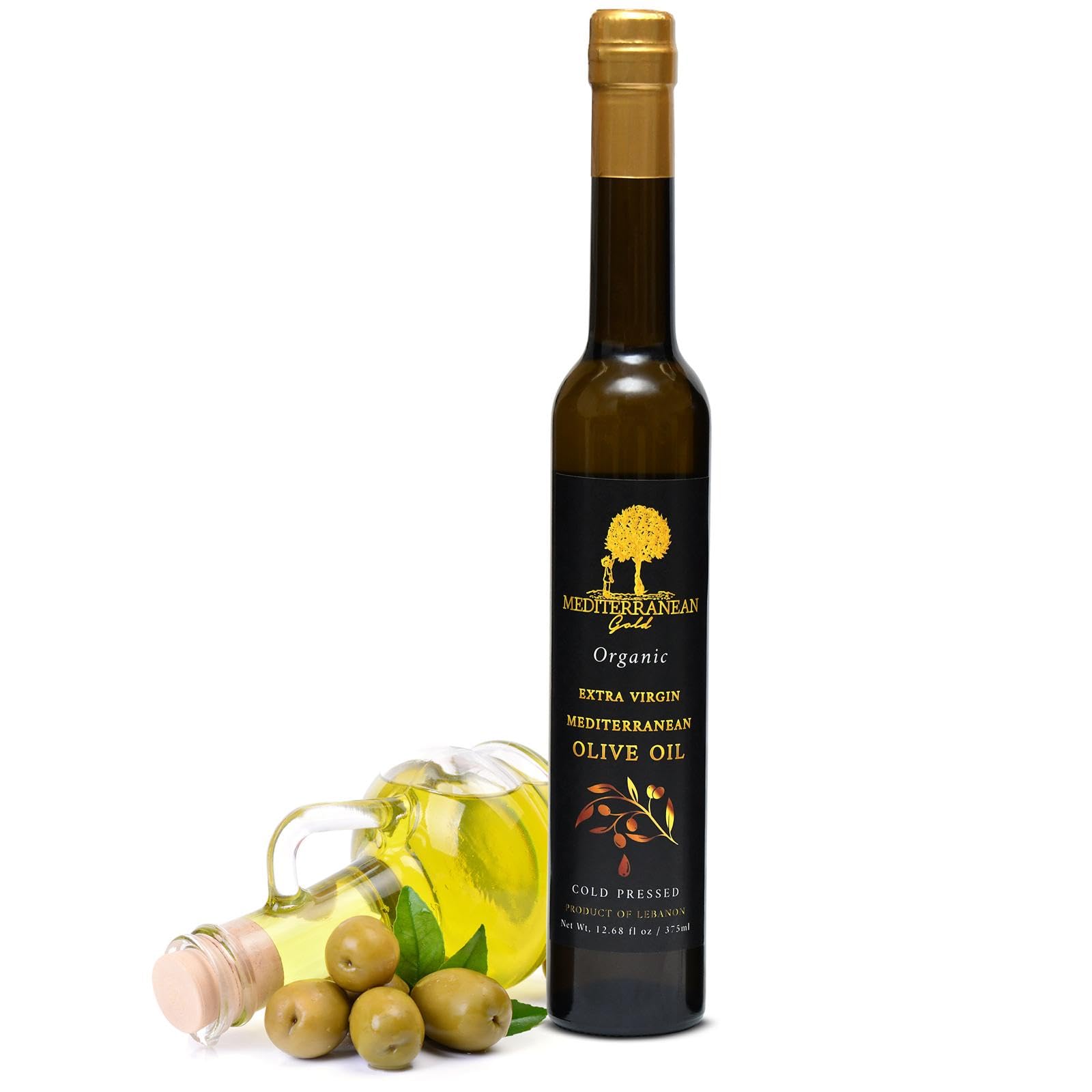 Mediterranean Gold Organic Olive Oil Extra Virgin - First 100% Nature-Made Cold Pressed, Unfiltered & Hand-Harvested, Ensure Hig
