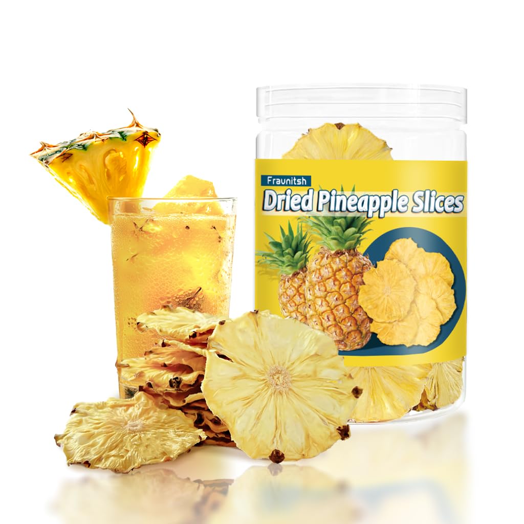 Fraunitsh Dried Pineapple Slices 3.17oz/ 90g, Dehydrated Pineapple Slices, Dry Pineapple Slices Flowers for Cocktails Drinks Bak