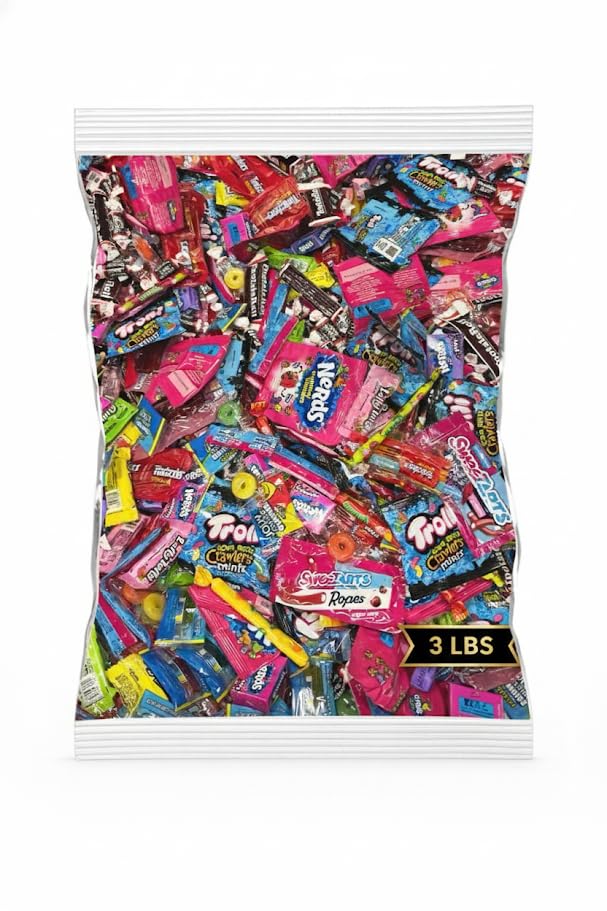 Bulk Candy Variety Pack  3 lb Individually Wrapped Hard & Chewy Assorted Sweets  Non-Chocolate Mix - Resealable Bag - Piata  Party Favor  Office Candy Bowl Refill