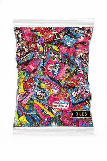 Bulk Candy Variety Pack  3 lb Individually Wrapped Hard & Chewy Assorted Sweets  Non-Chocolate Mix - Resealable Bag - Piata  Party Favor  Office Candy Bowl Refill