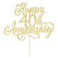 Arokippry Golden Glitter Happy 40Th Anniversary Cake Topper - Wedding Anniversary/Company Party / 40Th Birthday Party Decorations
