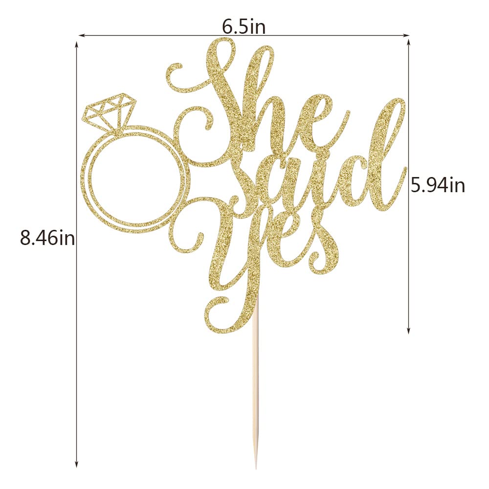 PALASASA Cake Topper - Funny Wedding Engagement Decorations, Gold, 6.5 x 8.46, Model PL-1096
