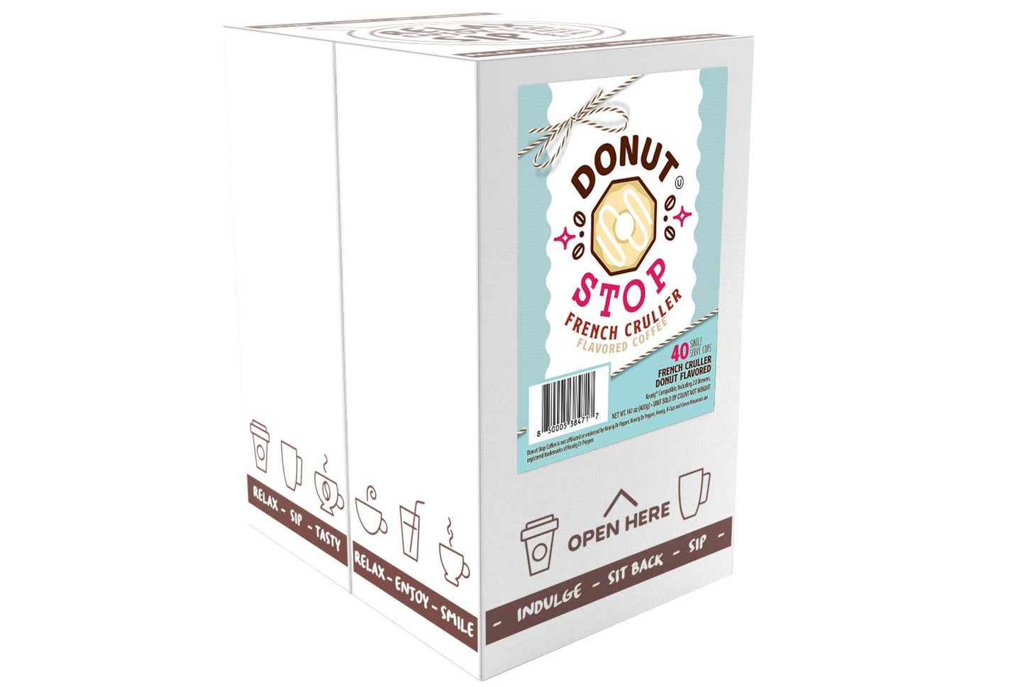 Donut Stop Coffee Pods, French Cruller Flavor, Compatible with 2.0 K-Cup malt-inspired, 40 Count
