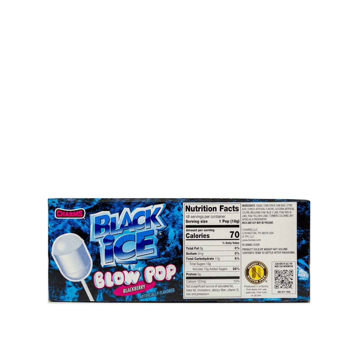 Charms Blow Pops, Black Ice Flavor, 48 Count (Pack Of 1), (3886)