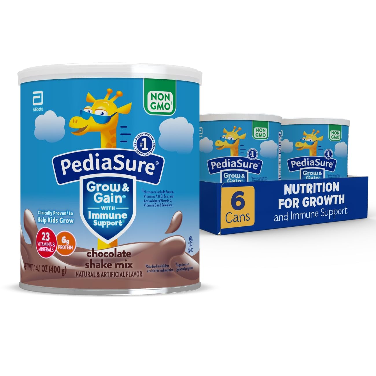 Pediasure Grow & Gain With Immune Support Shake Mix Powder, 23 Vitamins & Minerals, 6G Protein, Helps Kids Catch Up On Growth, N