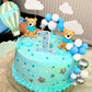 Laventy 17 Pcs Luxury Blue Teddy Bear Cake Decoration Baby Boy Baby Shower Birthday Party Supplies