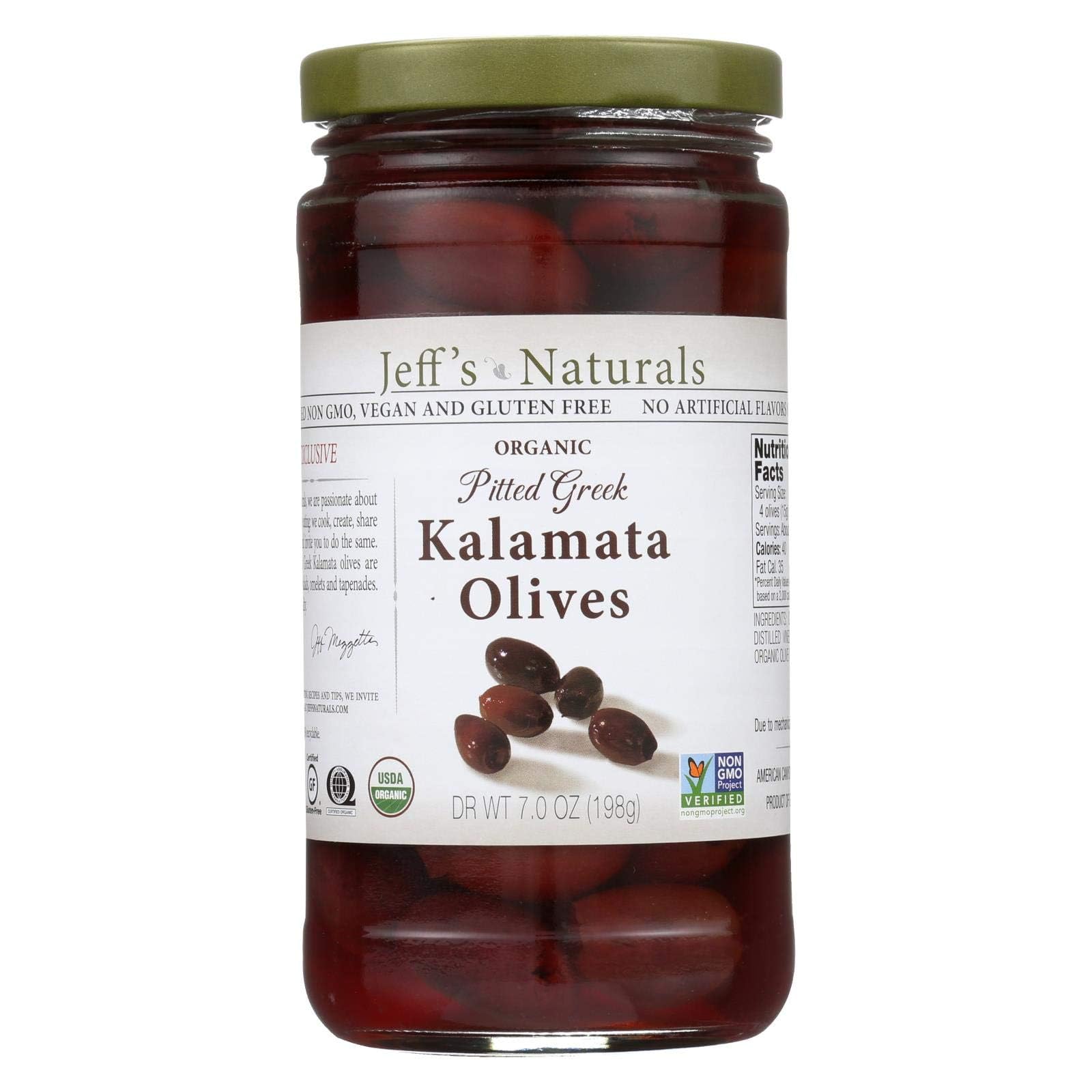 Pitted Whole Greek Kalamata Olives, Organic 7 Ounces (Case Of 6)