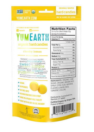 Yumearth Organic Cheeky Lemon Hard Candy, 3.3 Ounce (Pack Of 6)