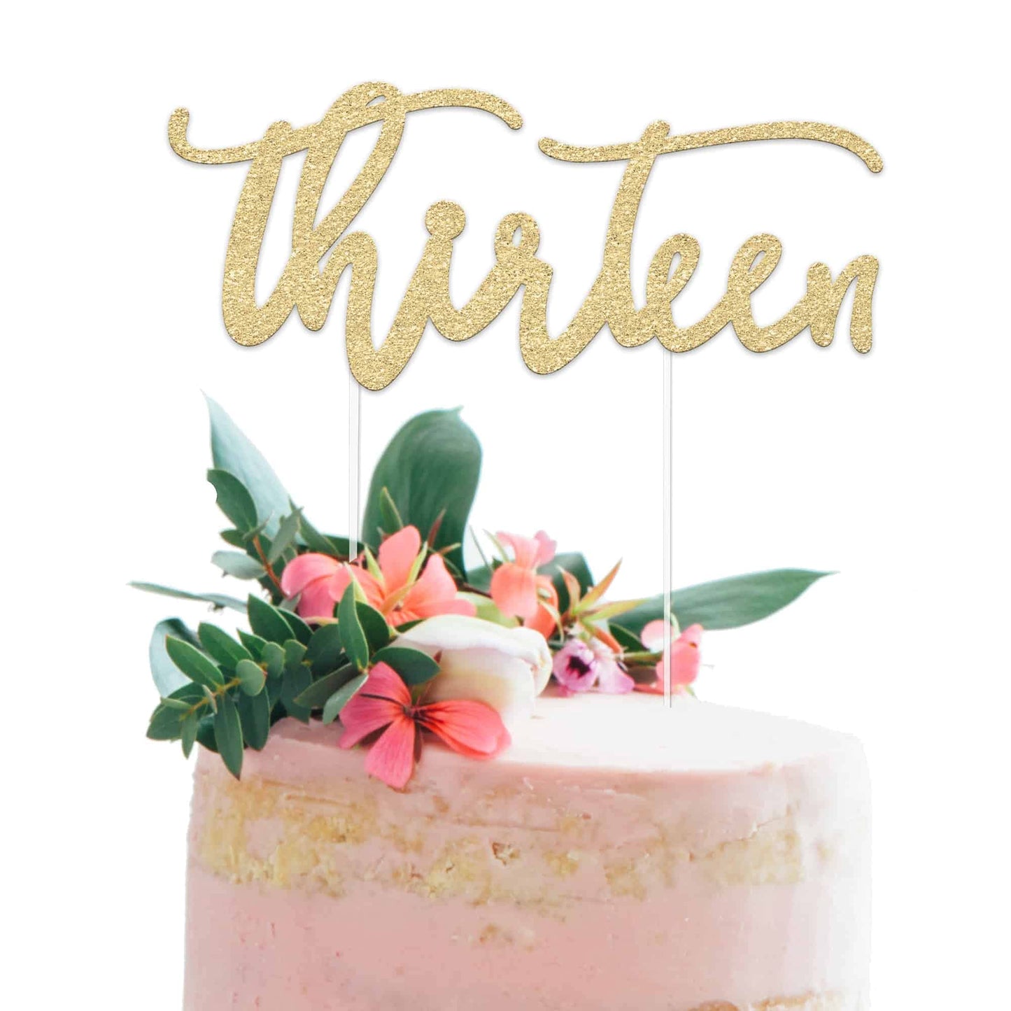 Merry Expressions Birthday Cake Topper - Gold Glitter, 1 Count, Model Cake-Topper-13, for 13th Birthday Celebrations