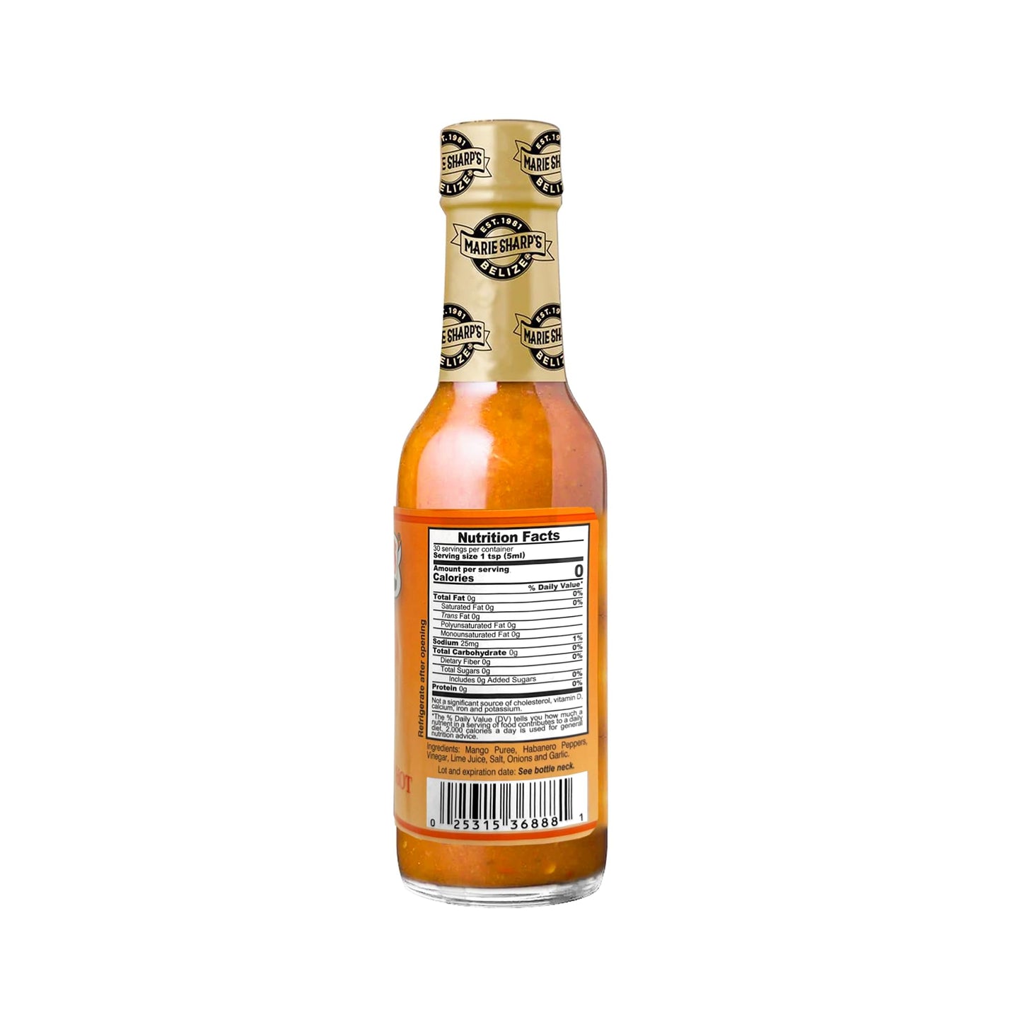 Marie Sharp's Pure Mango Habanero Pepper Sauce, 5 oz