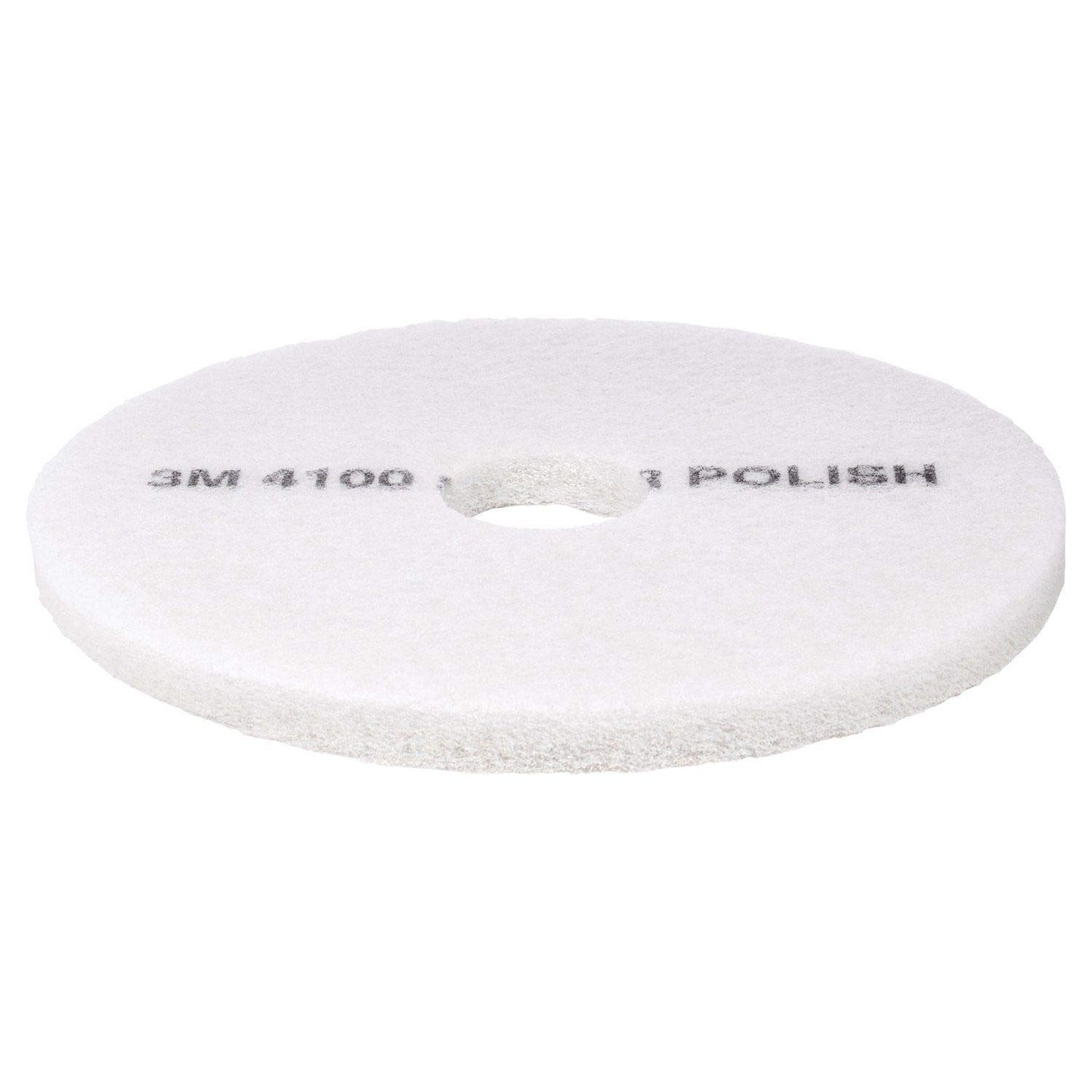 3M White Super Polish Pad 4100, 13 In, 5/Case