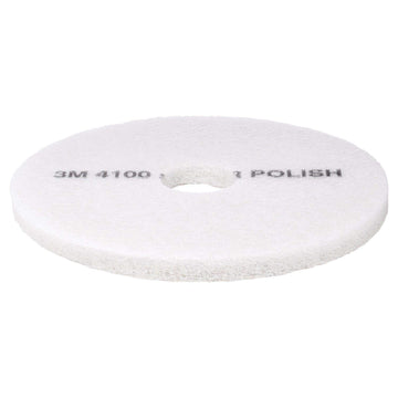 3M White Super Polish Pad 4100, 13 In, 5/Case