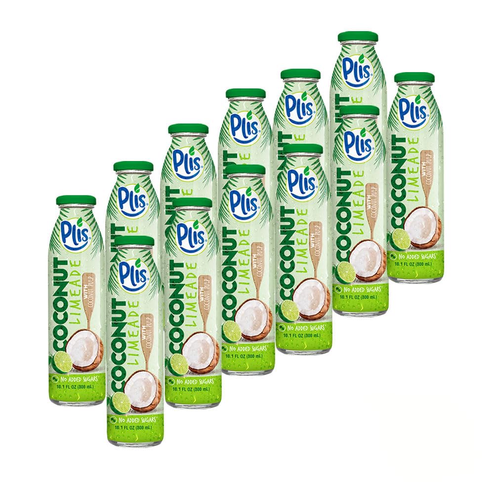 PLIS Coconut Limeade w/ Coconut Pulp, No Added Sugars, 10.1 FL oz Bottles (Pack of 12)