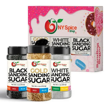 NY Spice Shop Gold-White-Black Sanding Sugar for Memorial Day - Sweet Colorful Edible Sprinkles For Candy Dish - Chocolate Sprin