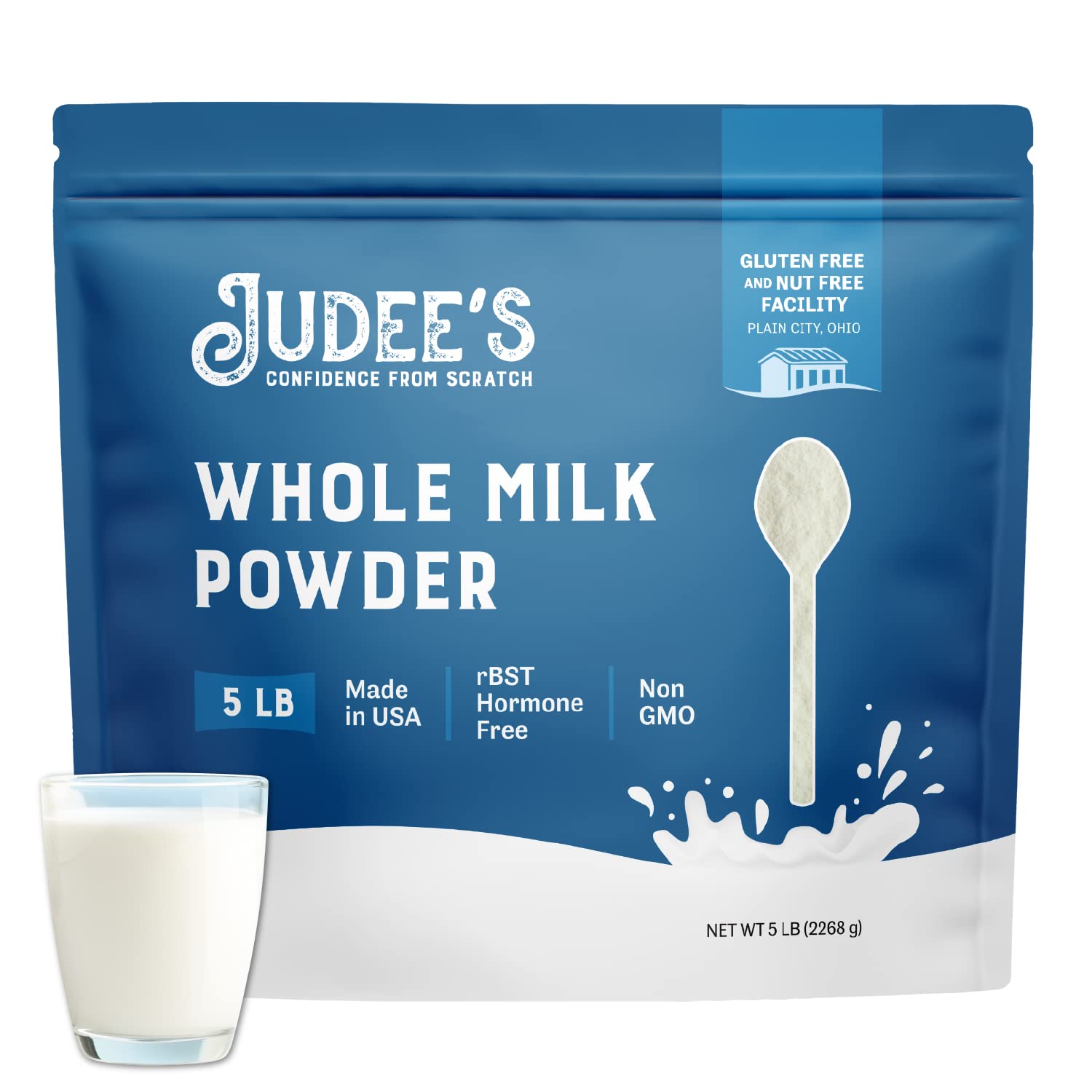 Judees Whole Milk Powder - Non-GMO, rBST Hormone-Free, Gluten-Free - 5 lb
