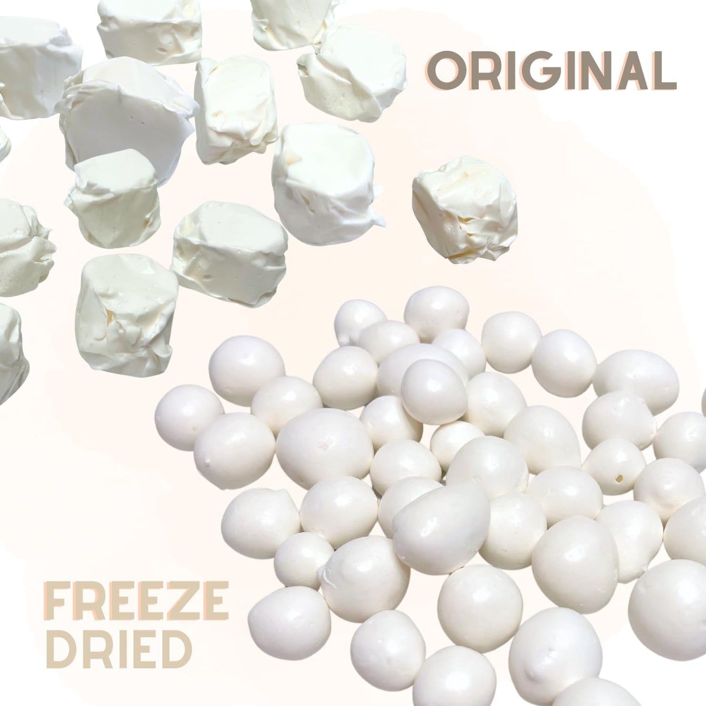 Freeze Dried Candy Vanilla Salt Water Taffy 2 Oz - Cut To Bite Sized Pieces - Ships In Box - Deliciously Crunchy, Intense Flavor