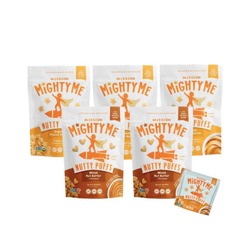 Mission Mighty Me Nutty Puffs Peanut + Mixed Nut Butter Variety for Babies + Kids - Plant-Based, Gluten-Free, Pediatrician Devel