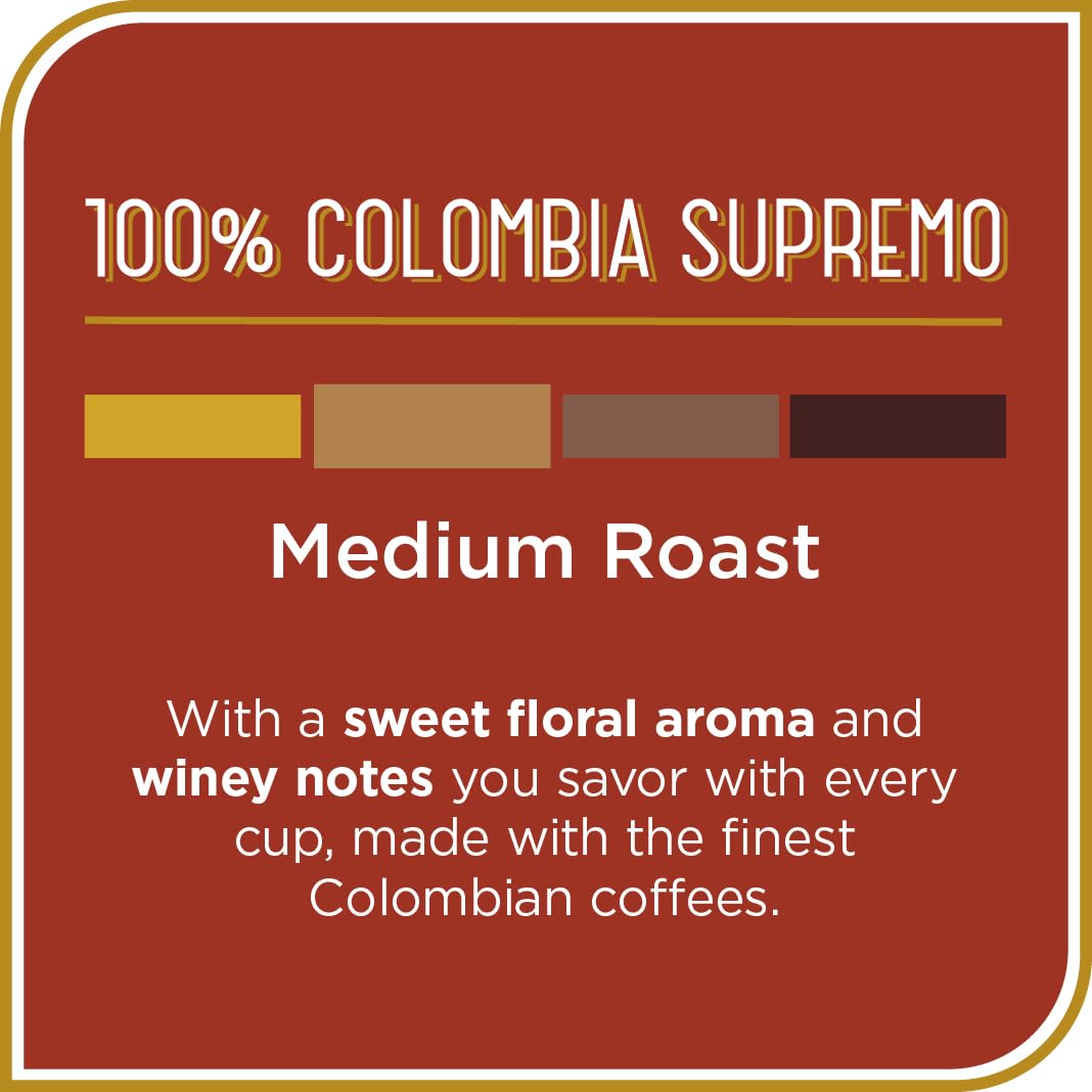 Don Franciscos Colombia Supremo Ground Coffee  Medium Roast - 100% Arabica  12 oz Bag  enhanced Coffee for Drip  Pour Over and French Press