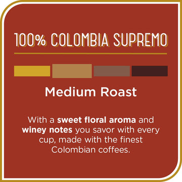 Don Franciscos Colombia Supremo Ground Coffee  Medium Roast - 100% Arabica  12 oz Bag  enhanced Coffee for Drip  Pour Over and French Press