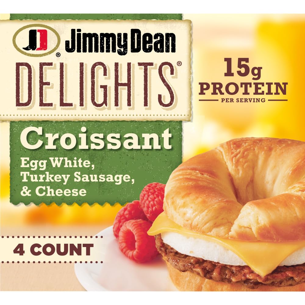 Jimmy Dean Delights Turkey Sausage, Egg White & Cheese Croissant Sandwiches, 4 Count (Frozen)