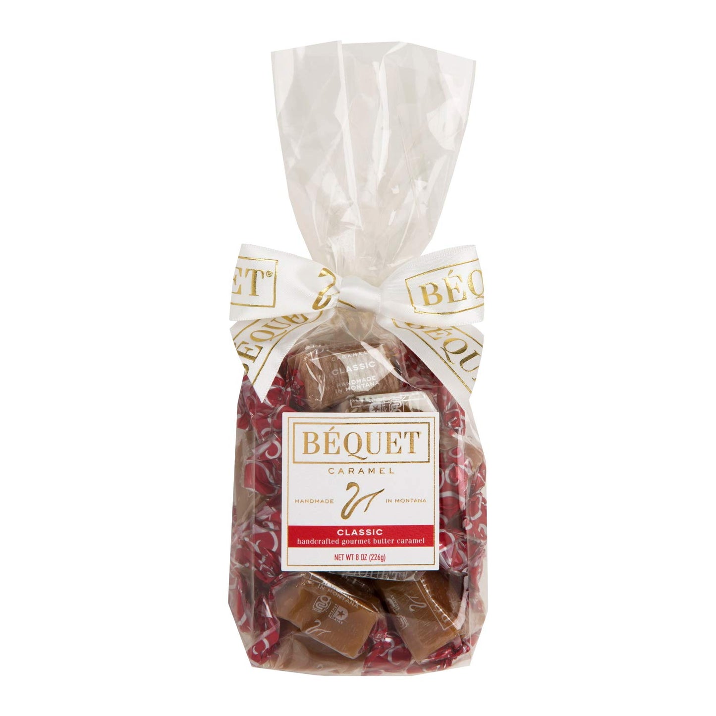 Béquet Gourmet Caramel Candy - Classic Individually Wrapped - 8 oz Gift Bag - Gluten Free, Kosher (Star D)