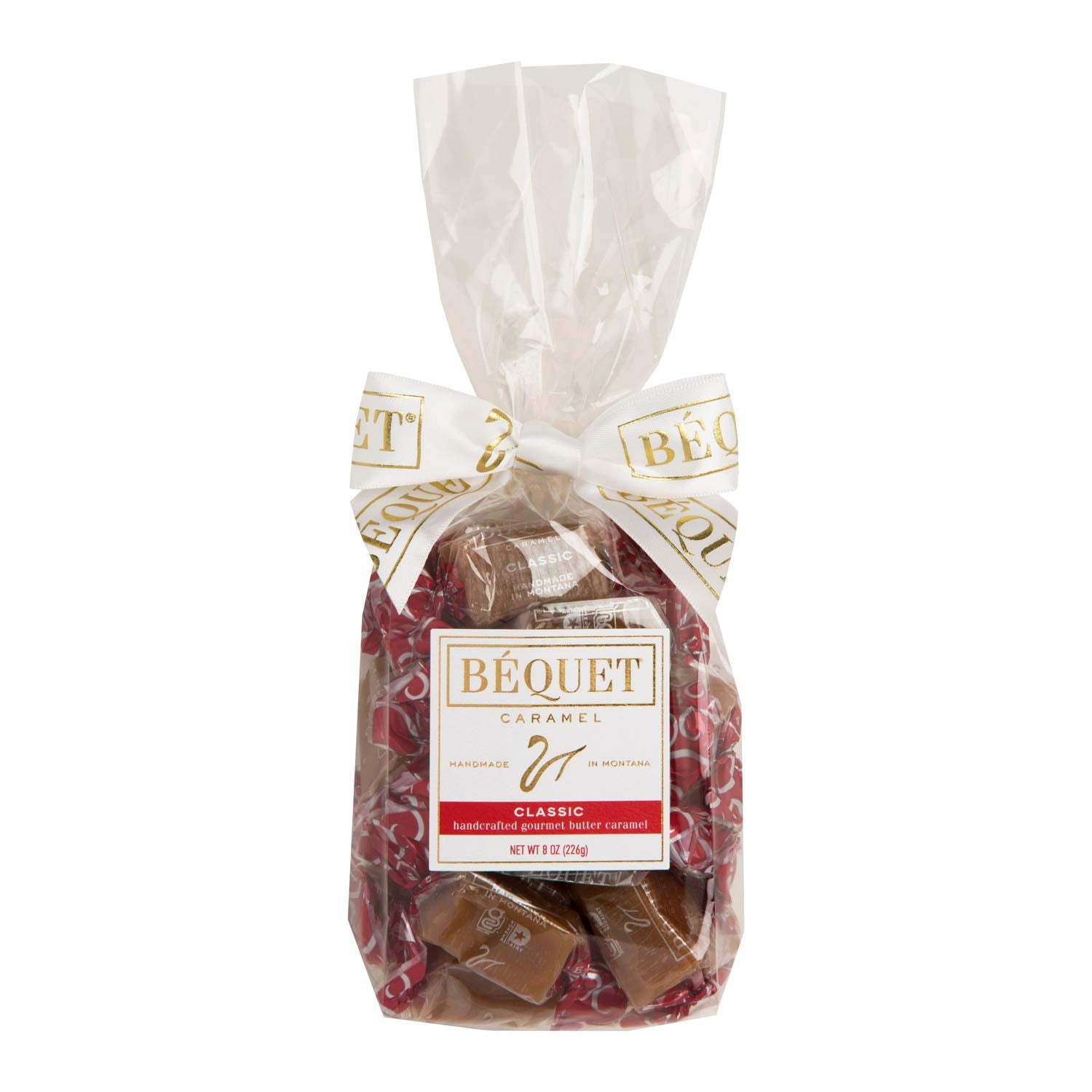 Béquet Gourmet Caramel Candy - Classic Individually Wrapped - 8 oz Gift Bag - Gluten Free, Kosher (Star D)