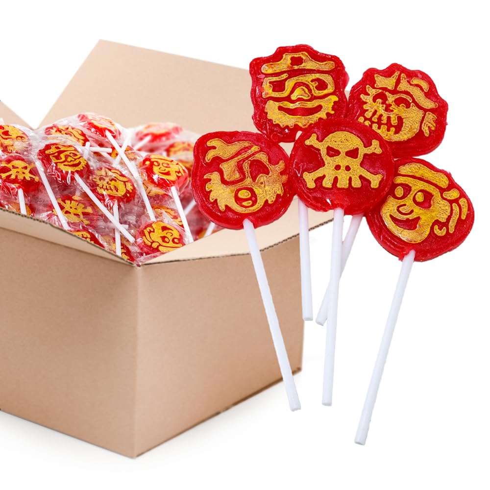 Pirates Lollipops - 2 Pound Bulk Pack (110 Count) - Icing Tattoo Pops - Strawberry Flavor Candy - Party Favors