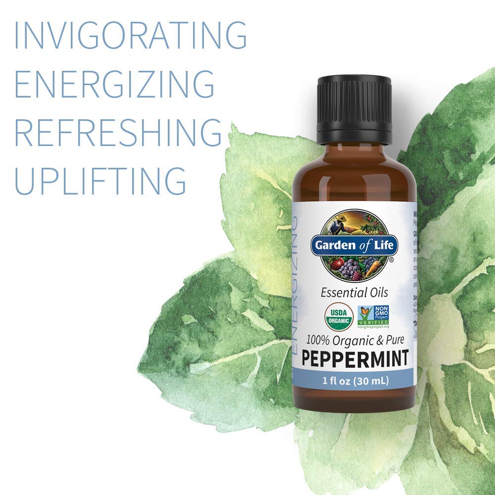 Garden Of Life Essential Oil, Peppermint 0.5 Fl Oz (15 Ml), 100% Usda Organic & Pure, Undiluted & Non-Gmo - For Diffuser, Aromat