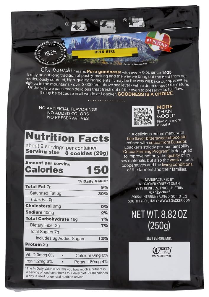 Loacker Quadratini- Dark Chocolate Wafer Cookie, 8.82 Oz Per Bag (Pack Of 4)
