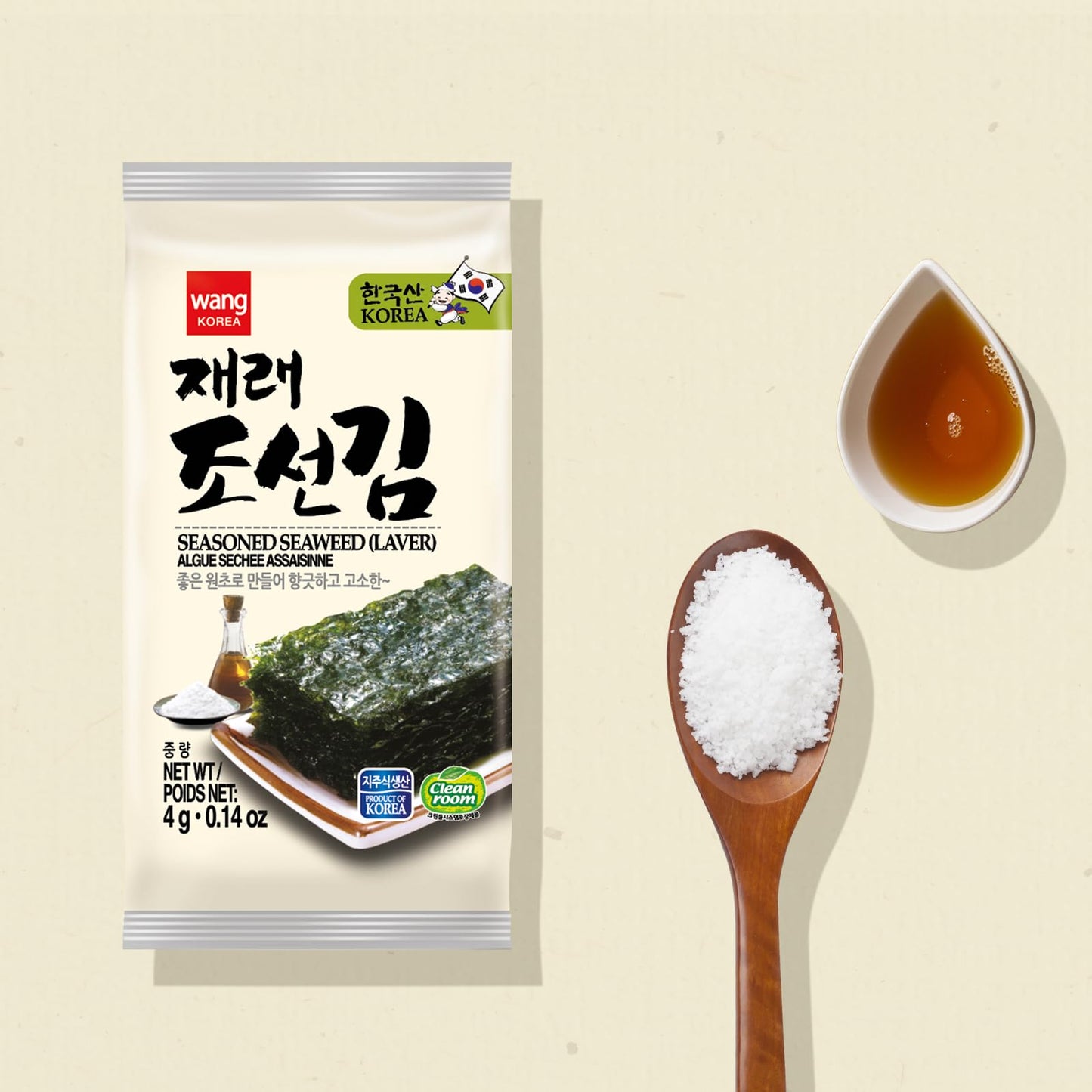 Wang Korean Roasted Sea  Snack, Vegan, Gluten-Free, Keto-Friendly, 0.14 Ounce, Pack of 24