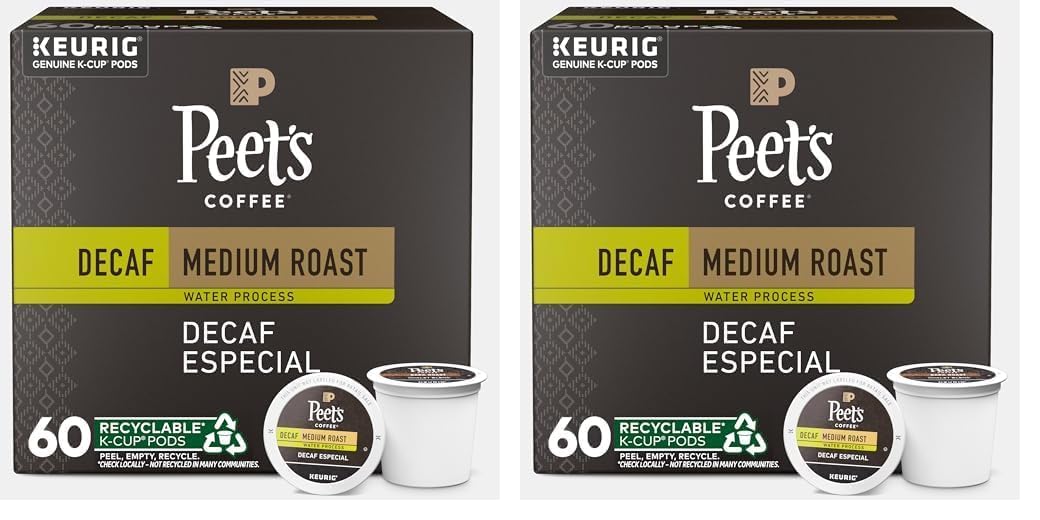 Peet s Coffee, Medium Roast Decaf Keurig K-Cup Pods - Decaf Especial 120 Count (12 Boxes of 10 K-Cup Pods)