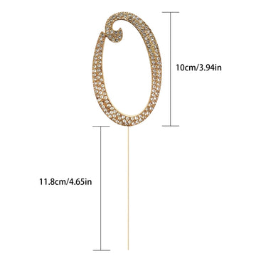 Becizy Large Gold Rhinestone Birthday Cake Topper for 6th Birthday, Party Decorations
