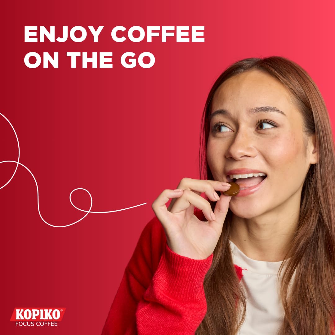 Kopiko Focus Coffee Candy - Highly Concentrated Coffee Candy  12 pack box with 4 Focus candies per pack. 2 Candies Equals One Cup of Coffee