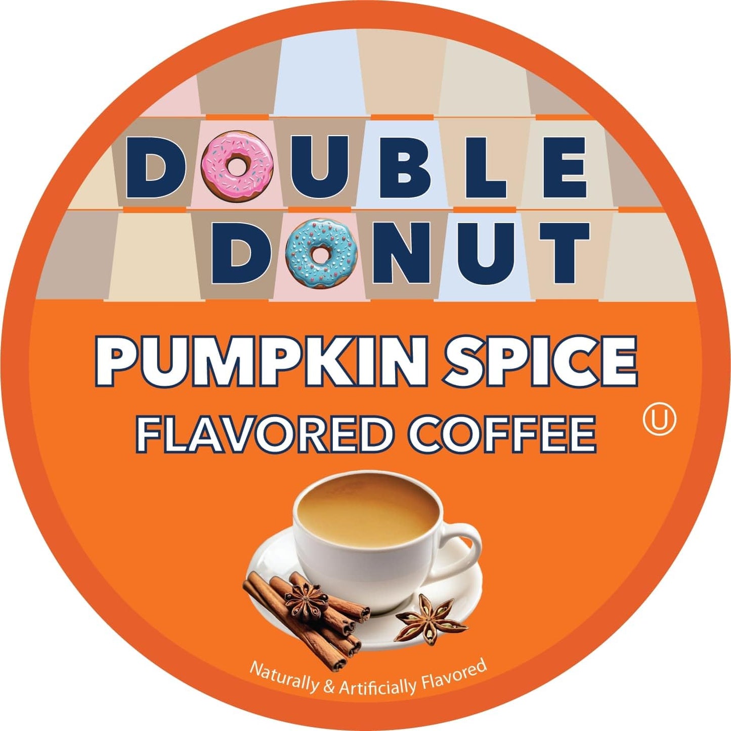 Double Donut Coffee Pumpkin Spice Coffee Pods, Medium Roast, 72 Count, Compatible with Keurig K Cups