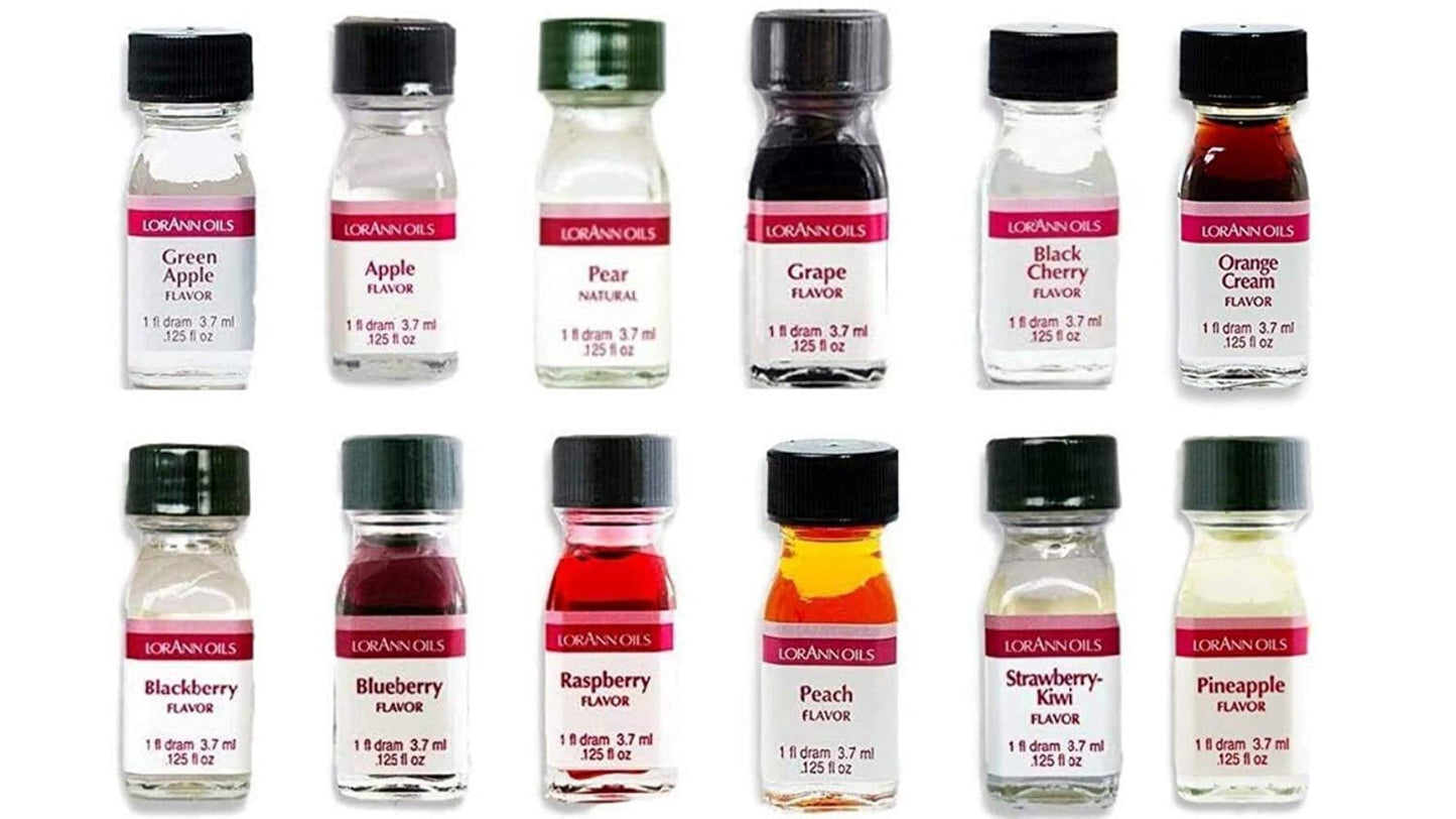 Lorann Ss Pack #4 Of 12 Fruity Flavors In 1 Dram Bottles (.0125 Fl Oz - 3.7Ml)