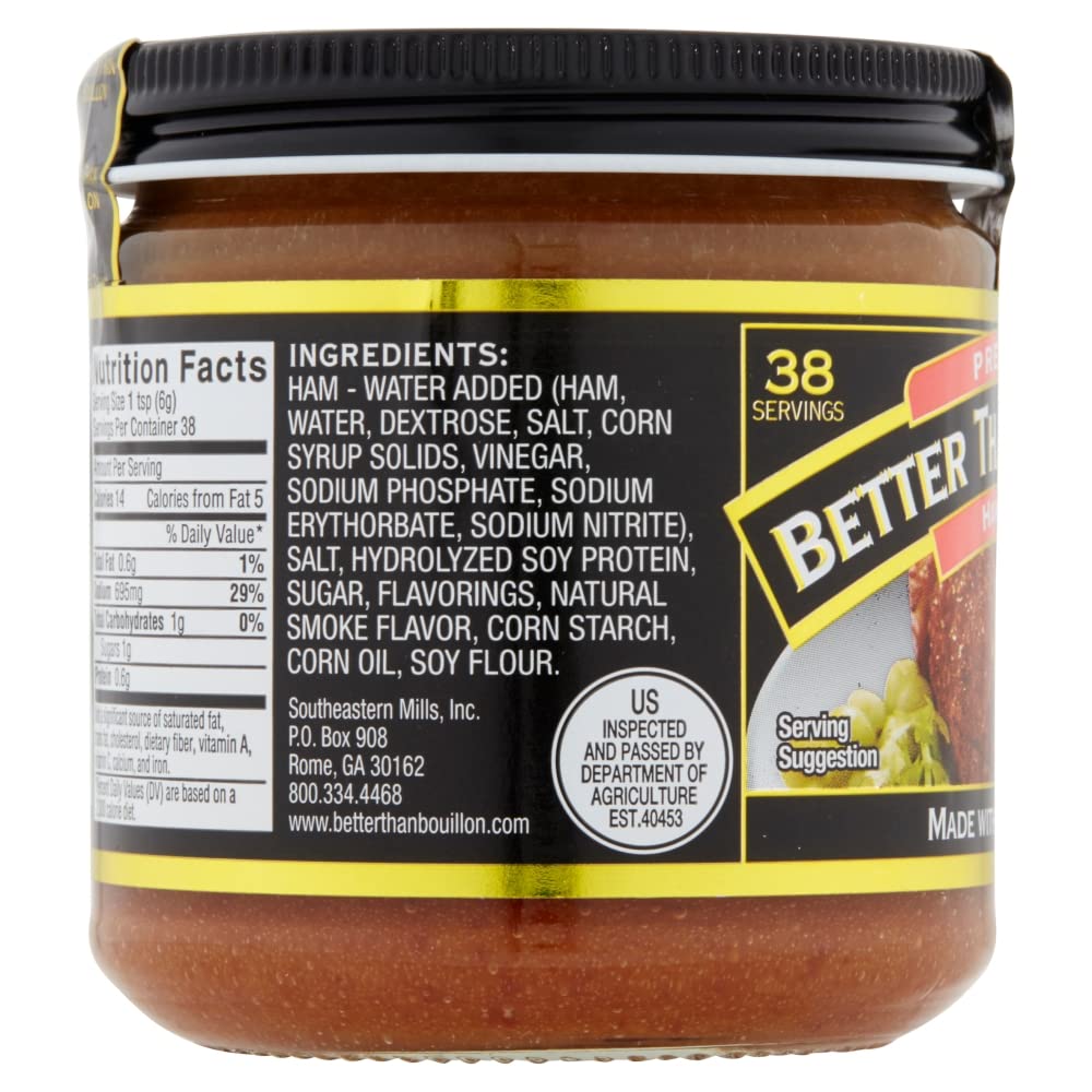 Better Than Bouillon Premium Ham Base, 8-Ounce Jar, Pack of 6, Blendable Flavor Enhancer