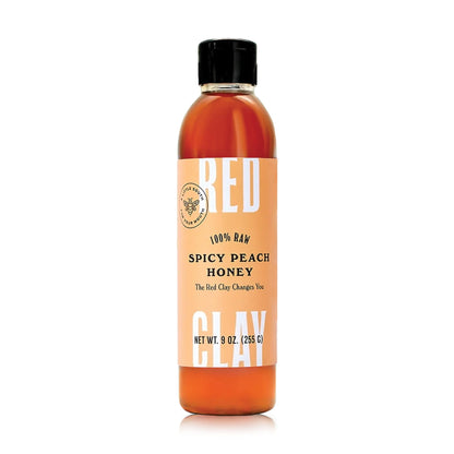 Hot Spicy Peach Honey by Red Clay Hot Sauce, Gluten Free, Paleo Friendly, Raw Wildflower Honey Infused with Real Peach Juice and