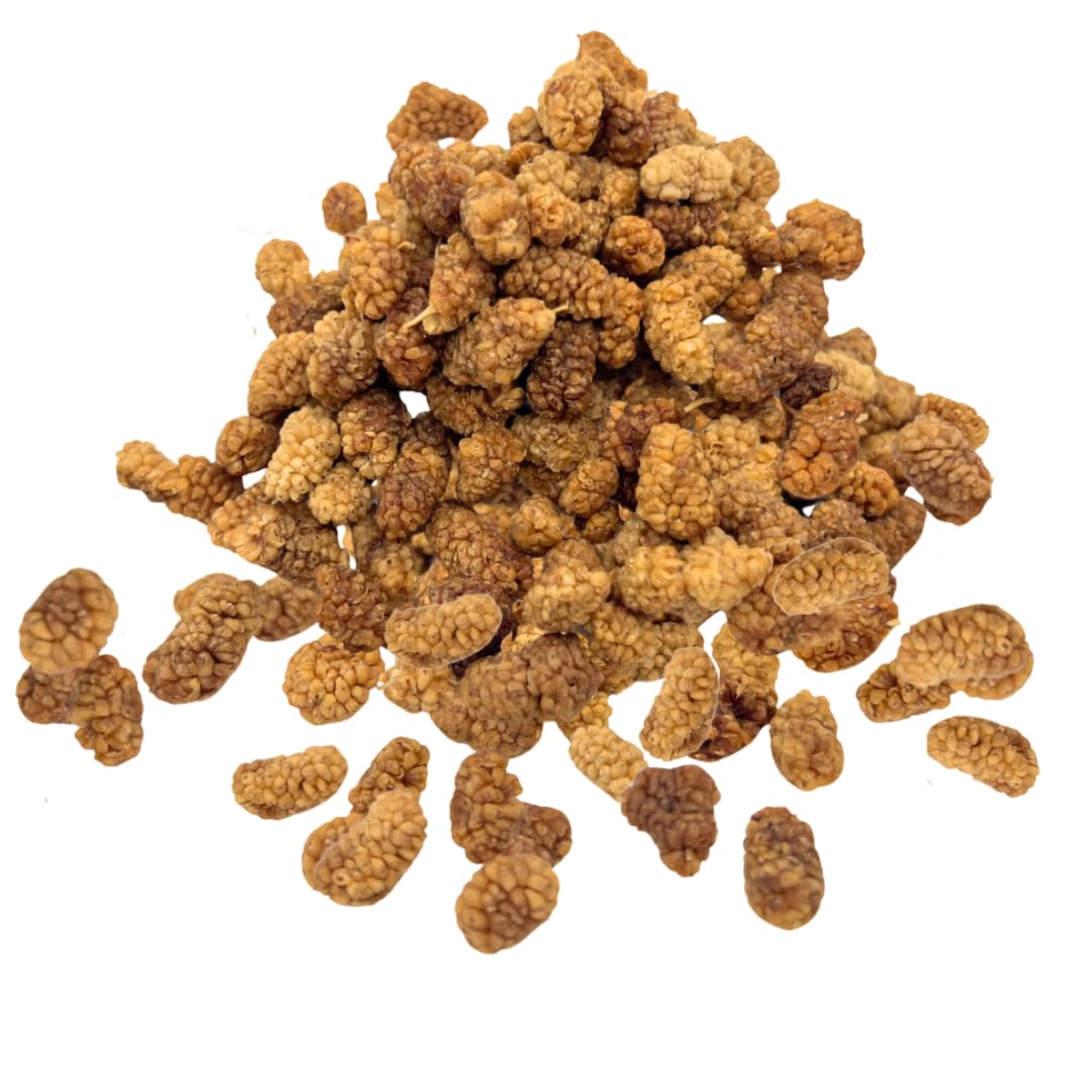 Raw Essentials Dried White Mulberries - Earthy & Slightly Sweet - Perfect for Cereals, Baked Goods, Salads & Trail Mixes - 16 Ou