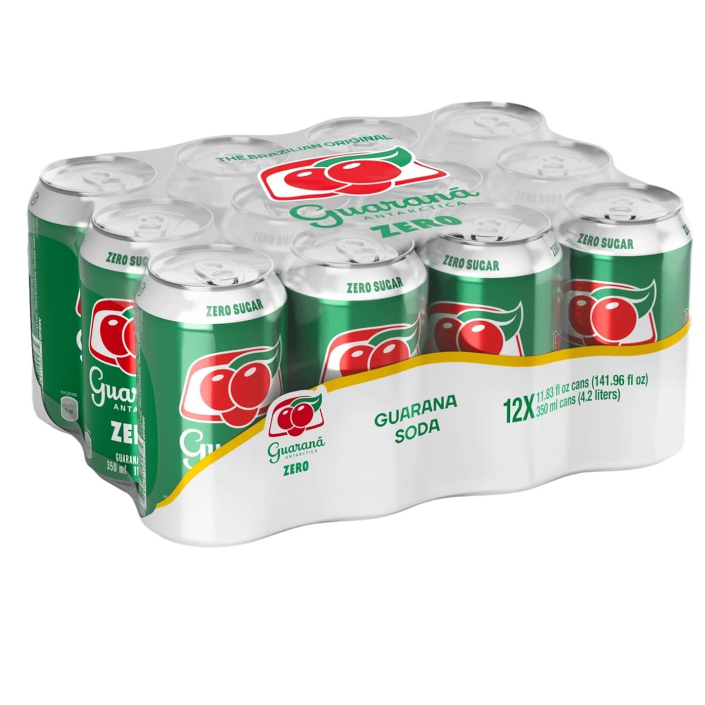 Guarana Antarctica Zero Diet Soft Drink, 12-Ounce Bottles, Pack of 12