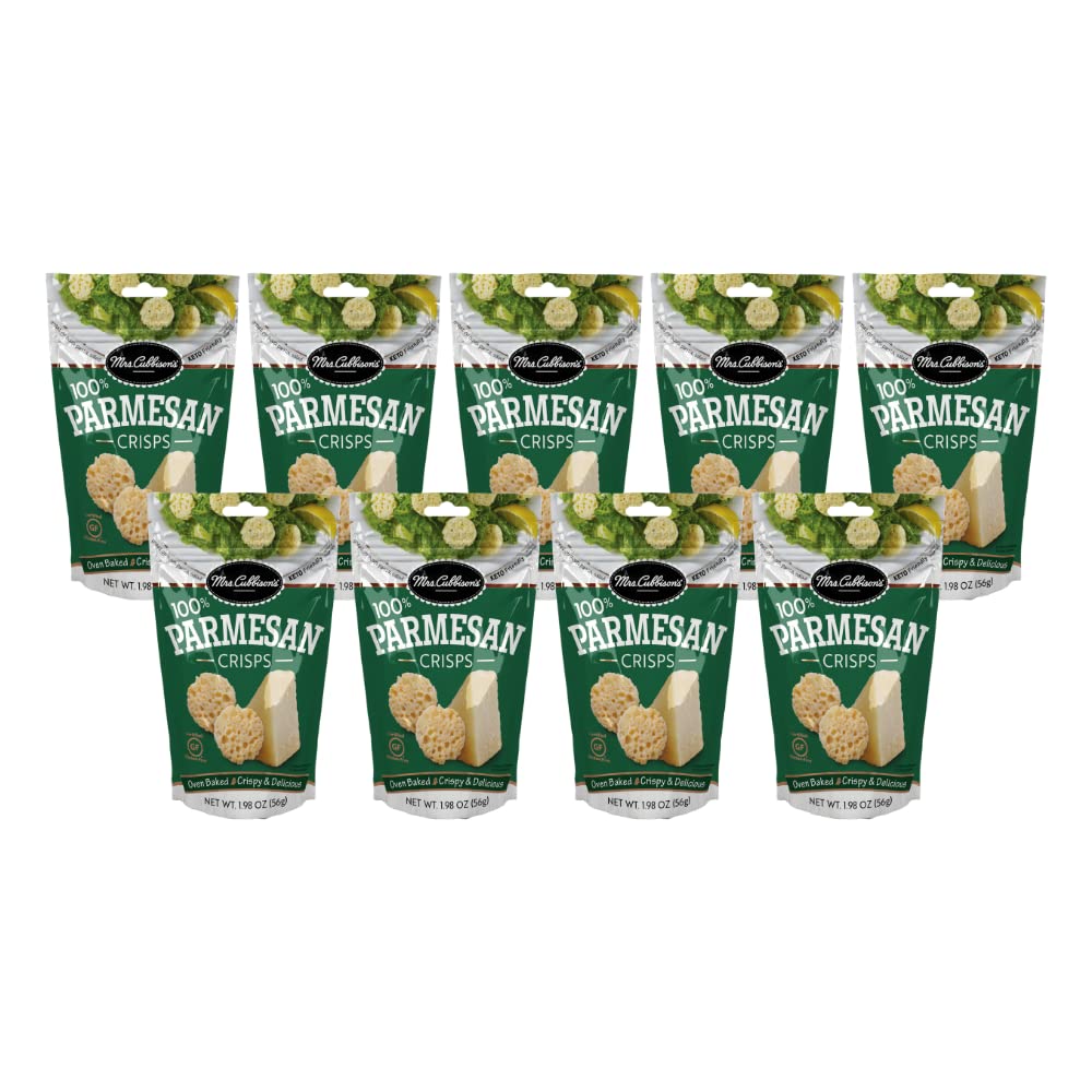 Mrs. Cubbisons Cheese Crisps - 100% Real Cheese, Keto Friendly, Parmesan Flavor, 2 Ounce (Pack of 9)