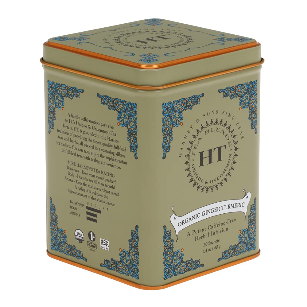Harney & Sons Ht Organic Ginger Turmeric Tea, 20 Sachets Of Soothing Ginger Turmeric Tea