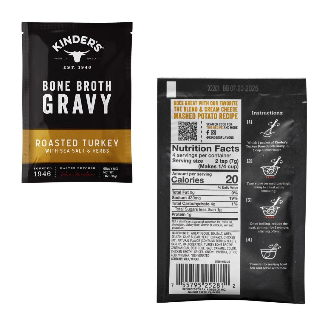 Kinders Bone Broth Gravy, 3 Pack Bundle, Golden Chicken, Roasted Turkey, Classic Beef