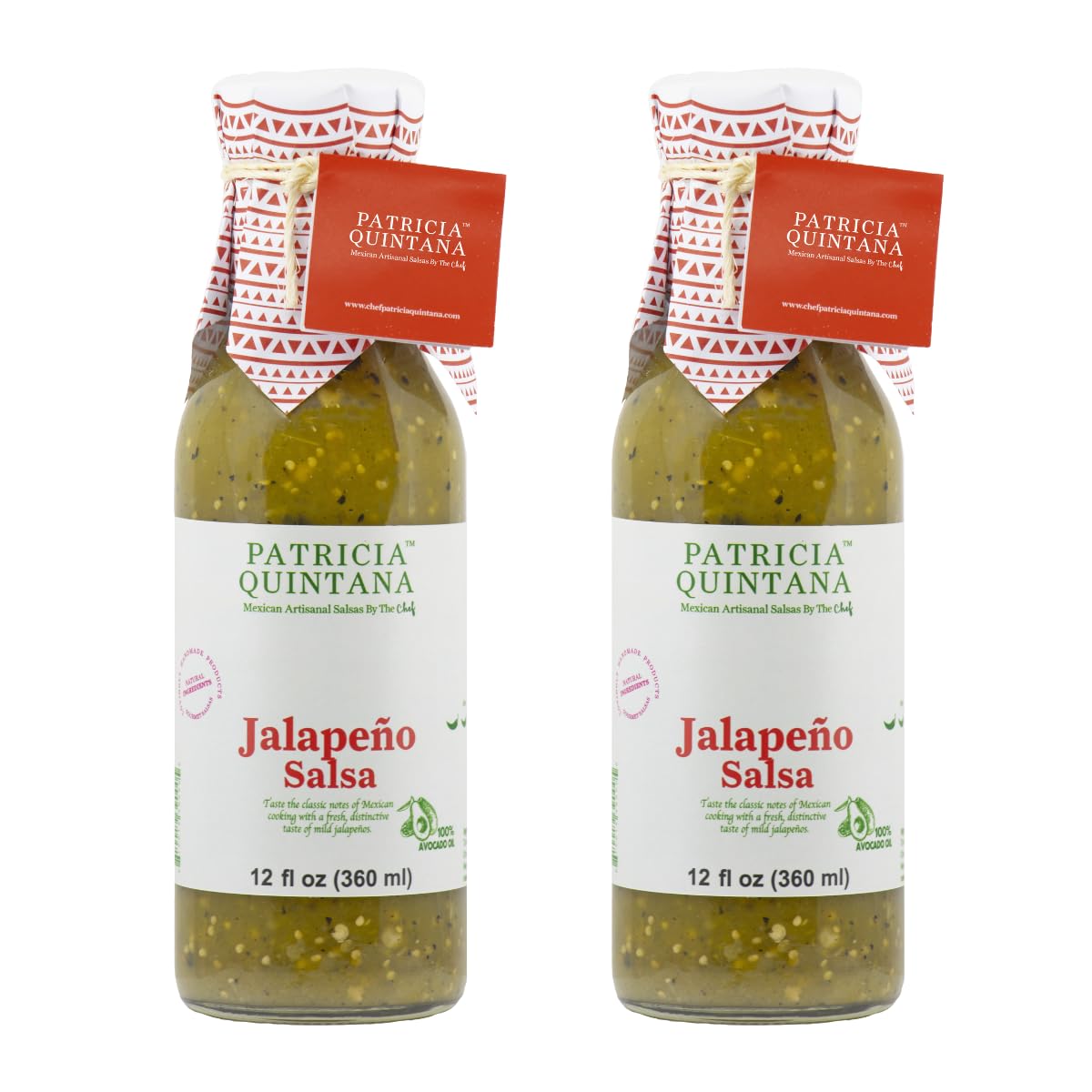 Patricia Quintana Jalapeño Salsa - Authentic Mexican Ingredients - 12 oz, 2 Bottles