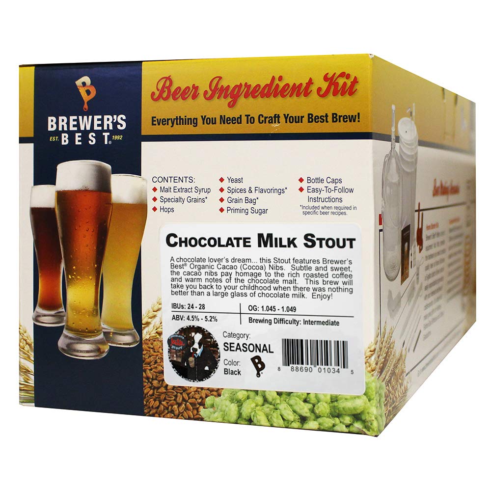 Brewers Best Beer Ingredient Recipe Kit - Chocolate Milk Stout, 5 Gallon, Brown, Model 1034