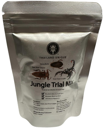 Thailand Unique Jungle Trial Mix - 14 Gram Bag With Asian Forest Scorpion  Diving Beetle  And Giant Waterbug  Dehydrated Edible Insects For Humans  Nutritious Bugs Superfood Weird Unusual Snack Gift